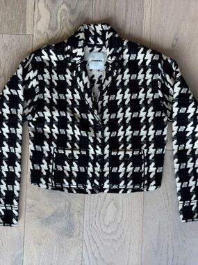 Black & White Sandro Houndstooth Knit Jacket